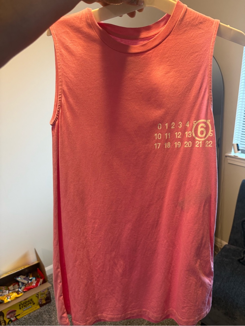 Maison Margiela Girls Pink Sleeveless Graphic Tee DRESS with Number Print
